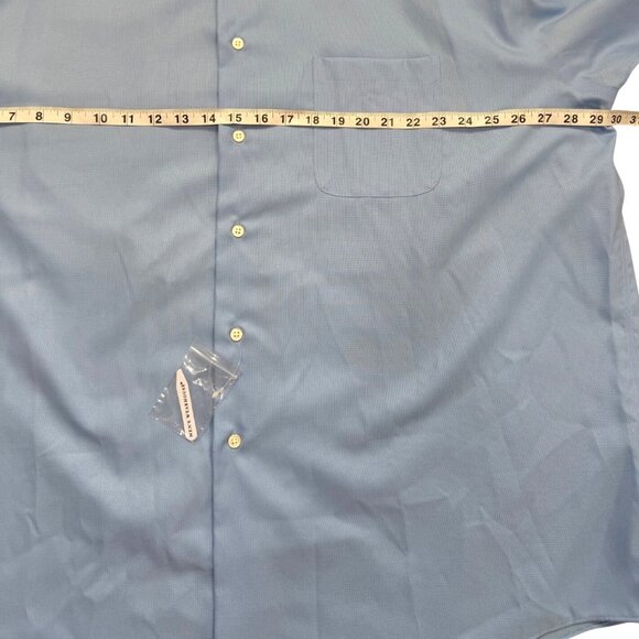 Pronto Uomo Men Size 19 Executive Fit Dress Shirt 2-Ply Cotton Non-Iron Blue NEW - Picture 5 of 7